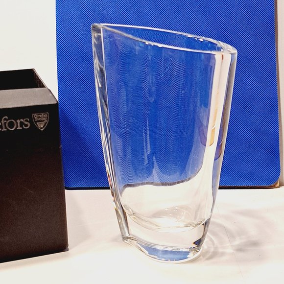 Orrefors Drop Lead Crystal Vase by Martti Rytkonen Perfect in Original Box
